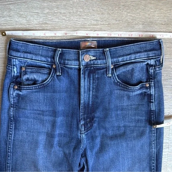 MOTHER High-Rise Straight Leg Jeans - Blue - High Waisted Rascal Sneak Fray - 27 - Picture 6 of 9
